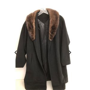 Vntg Lg Cashmere Swing Coat/Mink Collar by Ultimate